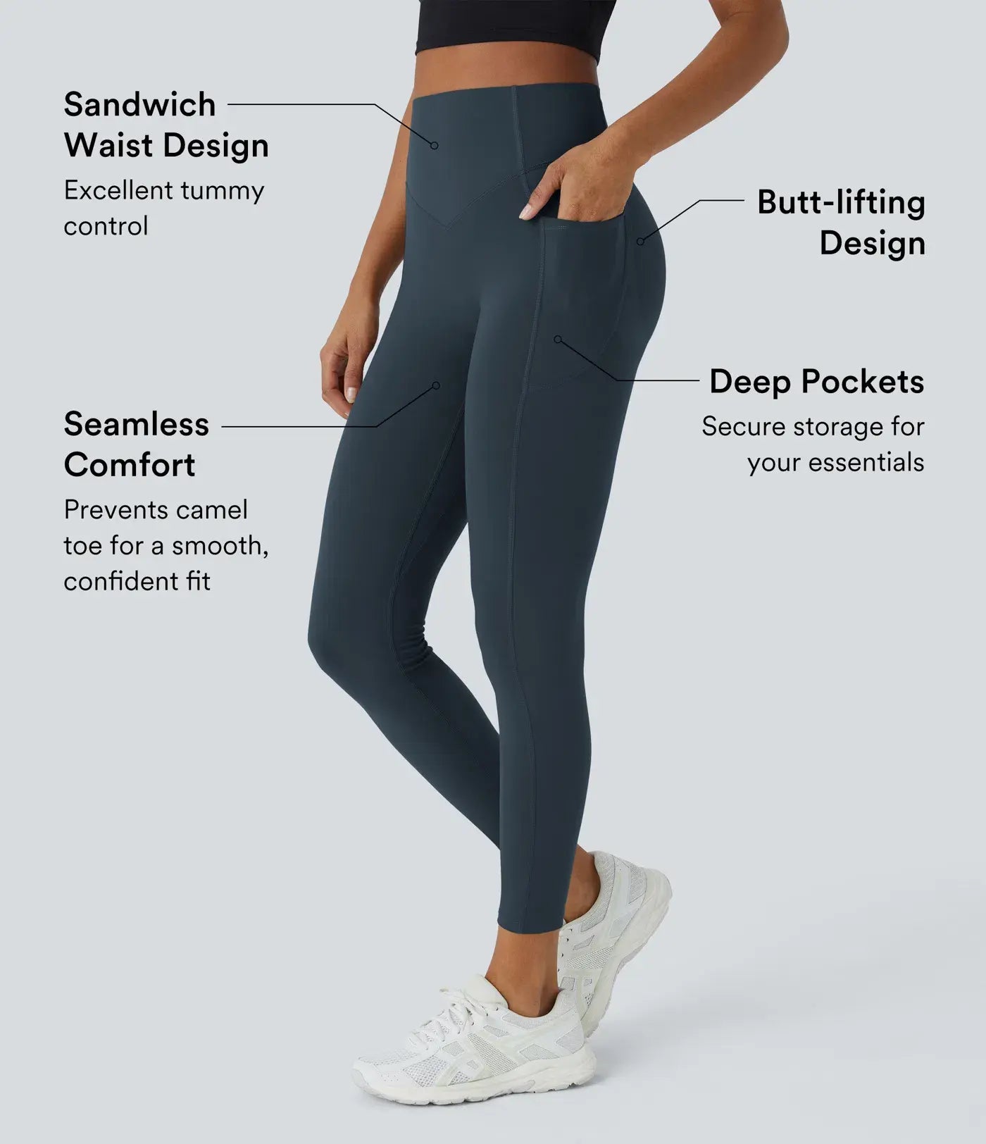 Halara SoCinched High Waisted Butt Lifting Tummy Control Side Pocket Shaping Training UltraSculpt Leggings