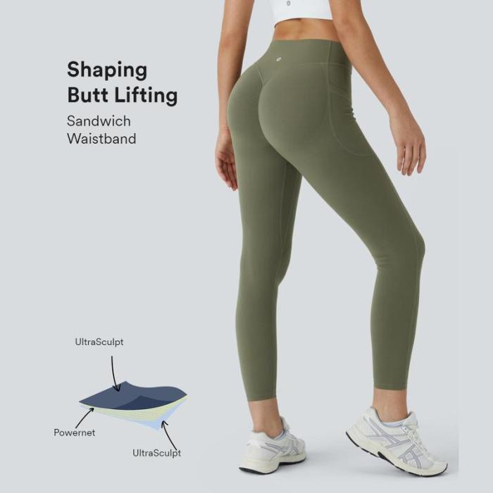 Halara SoCinched High Waisted Butt Lifting Tummy Control Side Pocket Shaping Training UltraSculpt Leggings