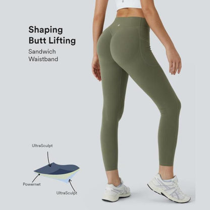 Halara SoCinched High Waisted Butt Lifting Tummy Control Side Pocket Shaping Training UltraSculpt Leggings